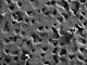蝕刻矽表面的微觀形貌，晶體的台階清晰可見（無樣品台偏壓），使用GeminiSEM 500在50 V下進行成像。 樣品：由法國Aix Marseille大學Dr. A.Charai提供