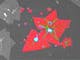 Cristaux 2D MoS2 CVD sur substrat Si/SiO2 : l'image RISE montre les plis et les parties qui se superposent de cristaux MoS2 (vert), multicouches (bleu) et couches simples (rouge), largeur de l'image : 32 µm.