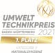 Awardsiegel des Umwelttechnikpreis 2021 BW in der Kategorie Materialeffizienz