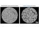 Application of ZEISS PhaseEvolve to a pharmaceutical powder sample. High resolution or low kV imaging can result in inherent material contrast being obscured by phase contrast artifacts. ZEISS PhaseEvolve effectively removes phase fringes to enhance image contrast and improve segmentation results.