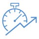 A stopwatch symbolizes the efficiency gains that can be achieved with the help of AI in CT. 