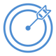 The image shows an arrow stuck in the center of a target to show the precise defect detection of the AI software in CT. 